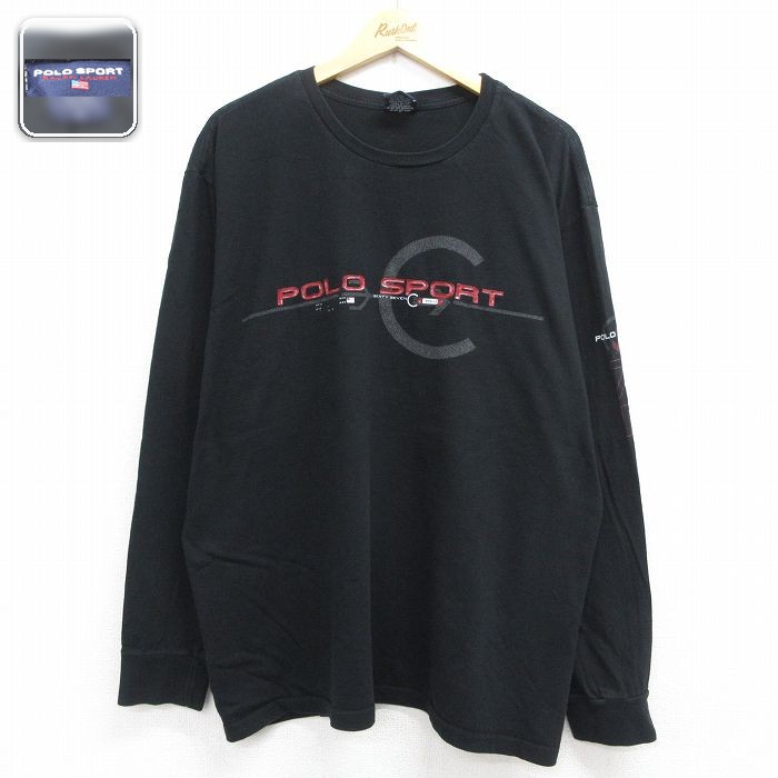 ラルフローレン ポロスポーツ 長袖Tシャツ ビッグロゴ ブラック メンズXL相当 | 古着