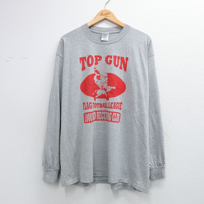 00s 長袖Tシャツ TOP GUNフットボール グレー XL | 古着