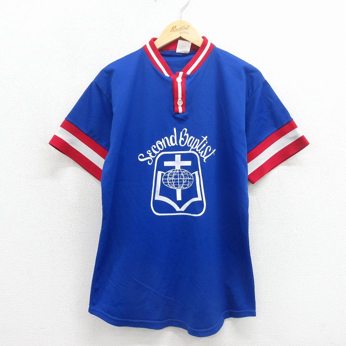 80s 半袖Tシャツ 十字架 ブルー メンズL相当 | 古着