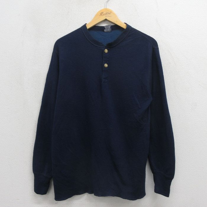 デュオフォールド 80s 長袖Tシャツ ヘンリーネック ネイビー メンズL相当 | 古着