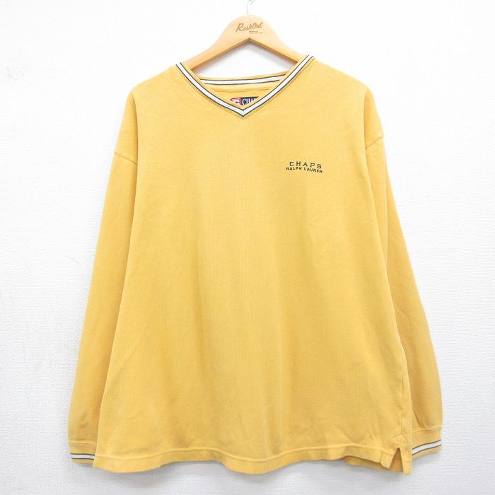 ラルフローレン 90s 長袖Tシャツ ワンポイントロゴ イエロー メンズXL相当 | 古着