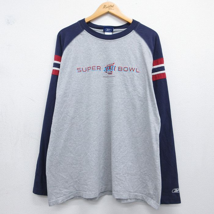 リーボック 00s ラグランTシャツ NFL スーパーボウル グレー メンズXL相当 | 古着