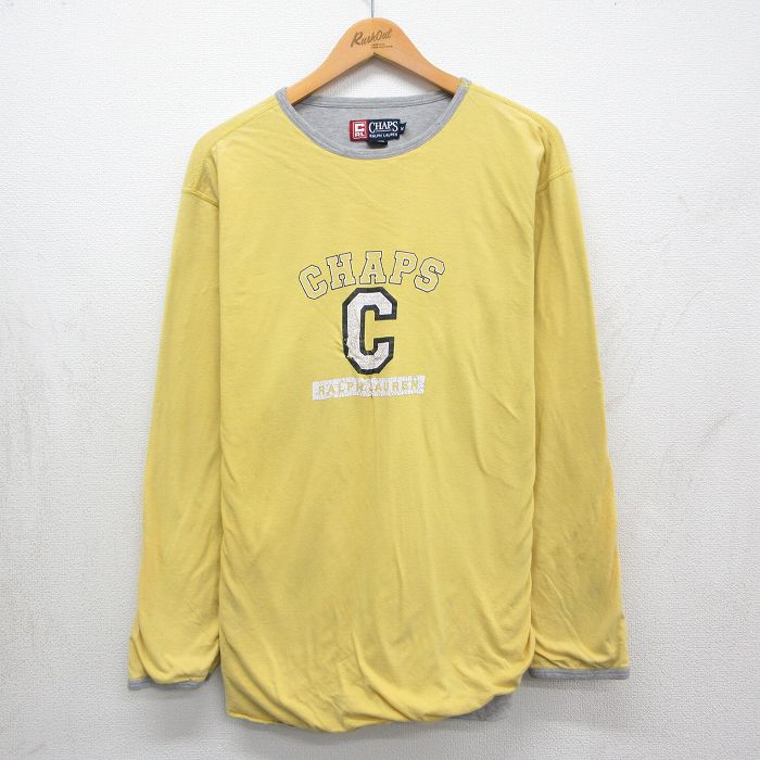 ラルフローレン 90s 長袖Tシャツ ビッグロゴ イエロー メンズXL相当 | 古着