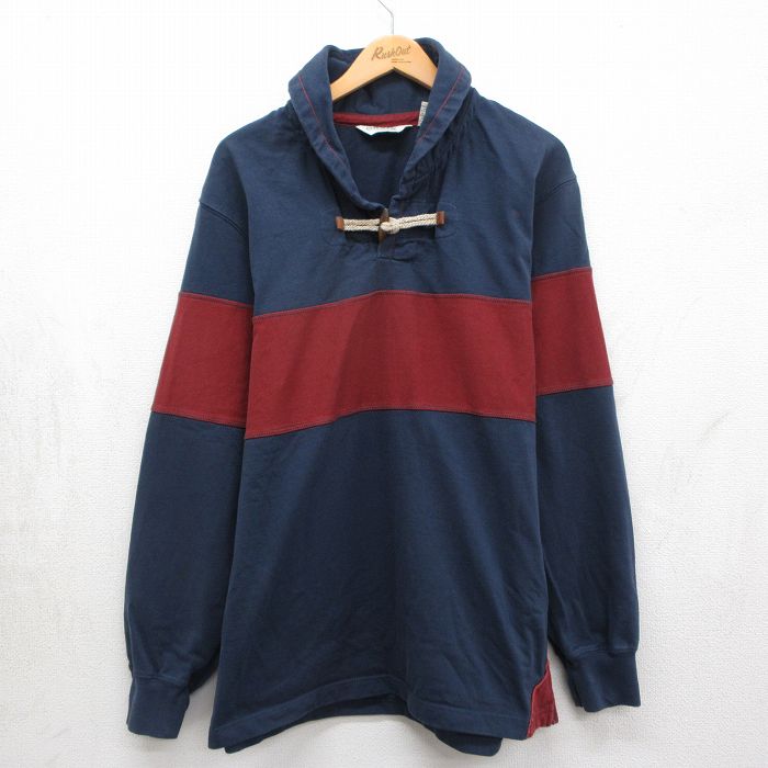 00s 長袖Tシャツ ショールカラー ネイビー メンズXL相当 | 古着