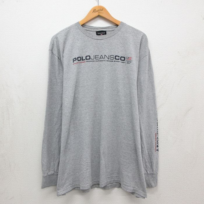 ラルフローレン 長袖Tシャツ ビッグロゴ グレー メンズXL相当 | 古着
