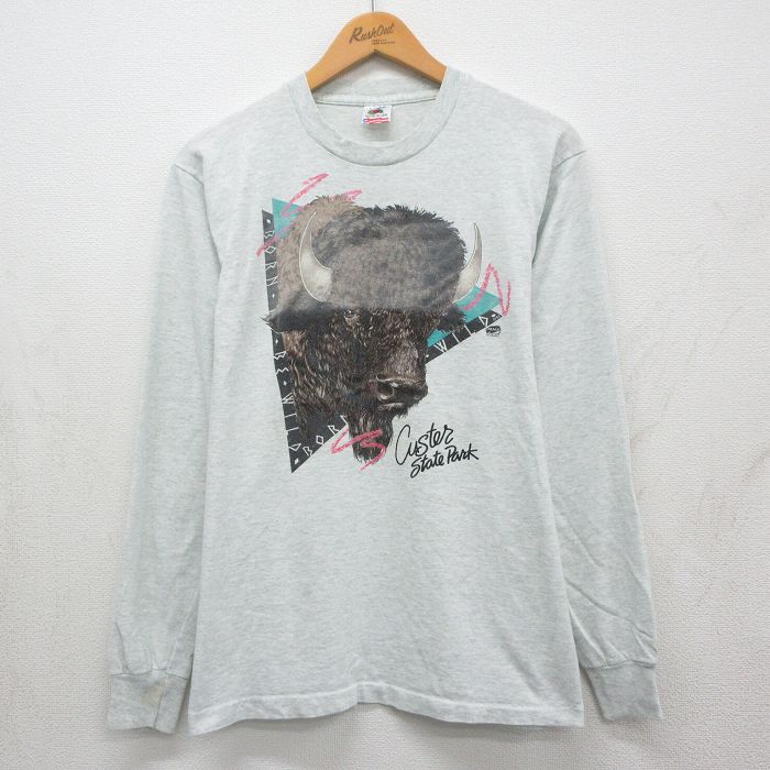 フルーツオブザルーム 90s 長袖Tシャツ バッファロー グレー M | 古着