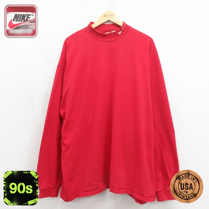 ナイキ 90s 長袖Tシャツ ワンポイントロゴ レッド メンズXL相当 | 古着
