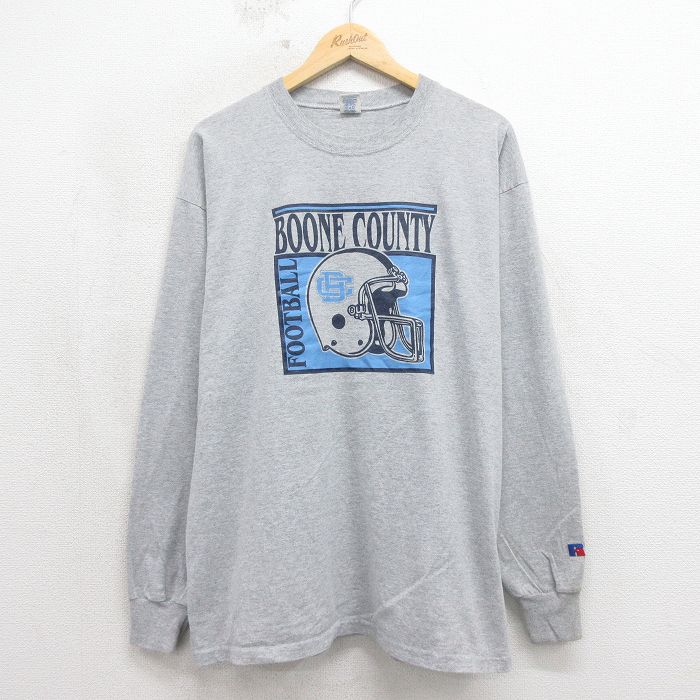 ラッセル 00s 長袖Tシャツ フットボール グレー L | 古着