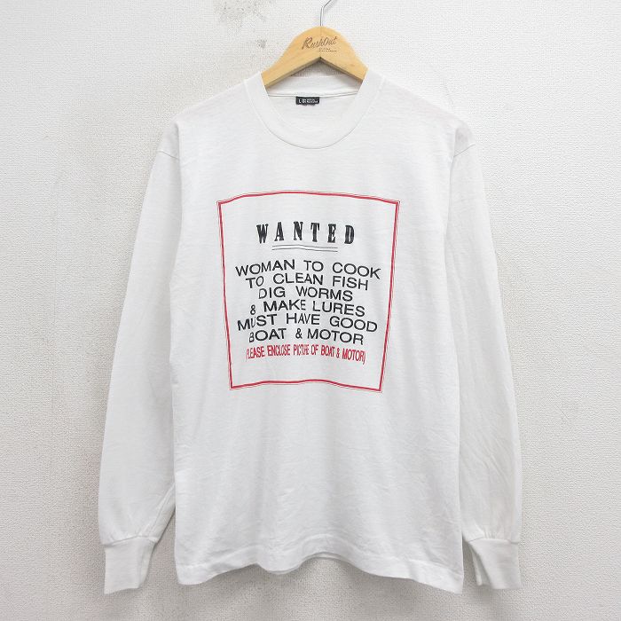 80s 長袖Tシャツ メッセージ ホワイト L | 古着