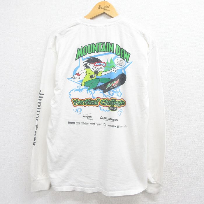 00s 長袖Tシャツ スノボー マウンテンデュー ホワイト メンズL相当 | 古着