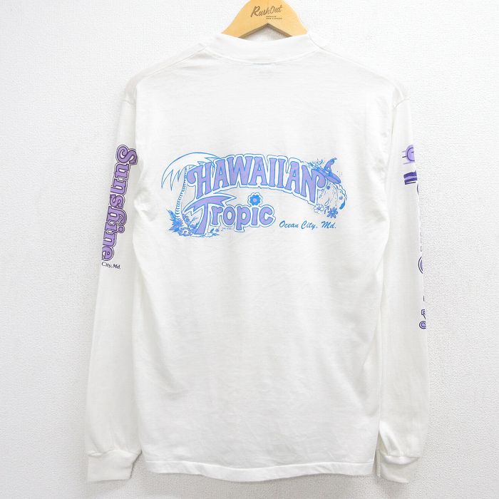 80s 長袖Tシャツ HAWAIIAN Tropic ホワイト M | 古着