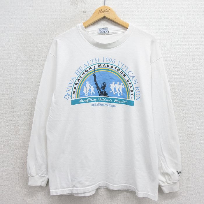 リーボック 90s 長袖Tシャツ マラソン ホワイト L | 古着