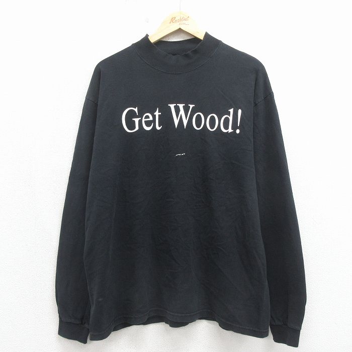 【20%OFF】00s 長袖Tシャツ Get モックネック ブラック メンズXL相当 | 古着