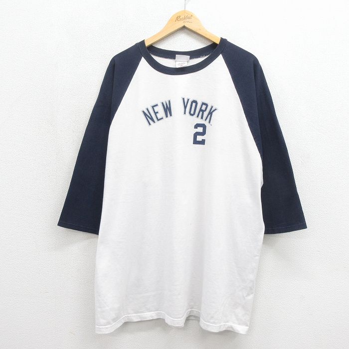 00s 7分袖Tシャツ ニューヨークヤンキース ネイビー XL | 古着