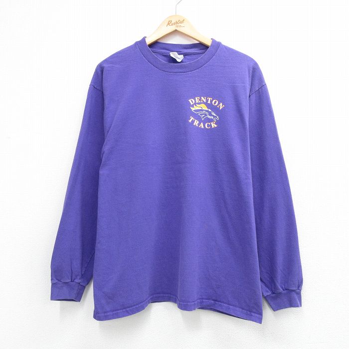 ヘインズ 00s 長袖Tシャツ DENTON TRACK パープル メンズL相当 | 古着