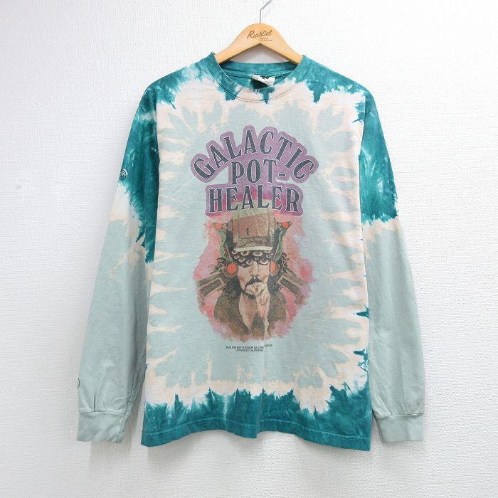 00s 長袖Tシャツ GALACTIC POT HEALERプリント ライトブルータイダイ メンズL相当 | 古着