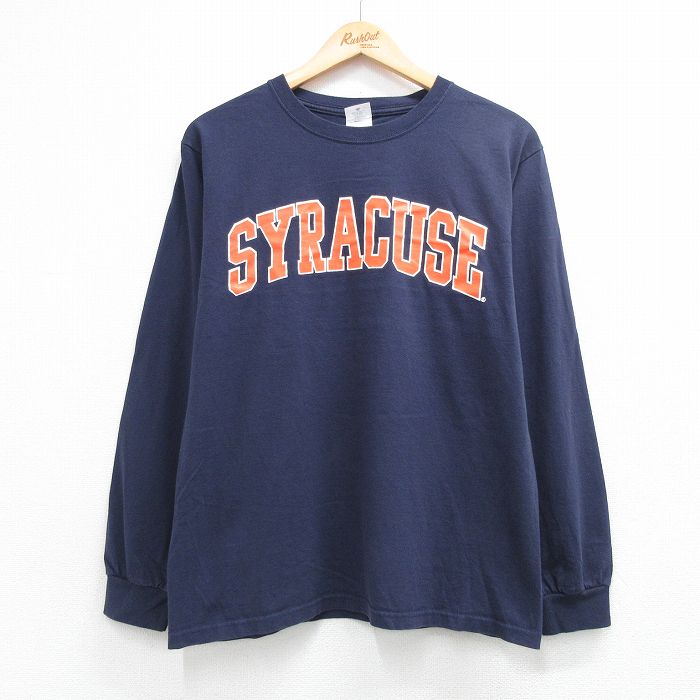 00s 長袖Tシャツ シラキュース ネイビー メンズM相当 | 古着