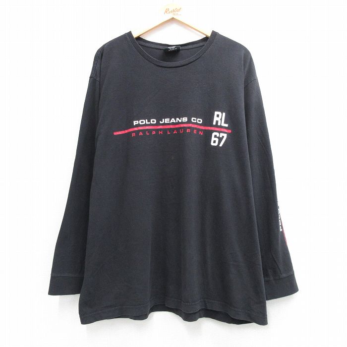 ラルフローレン 長袖Tシャツ ビッグロゴ ブラック メンズXL相当 | 古着