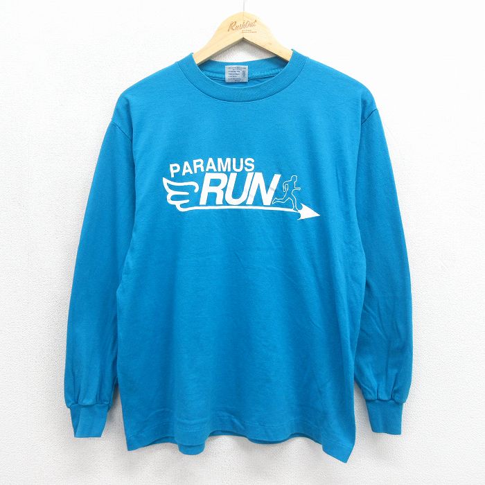 80s 長袖Tシャツ RUN ブルー メンズL相当 | 古着