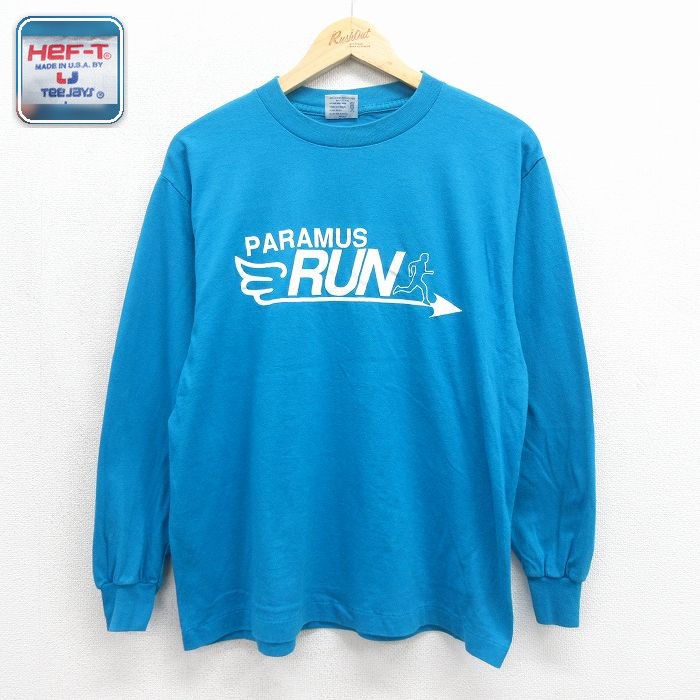 80s 長袖Tシャツ RUN ブルー メンズL相当 | 古着