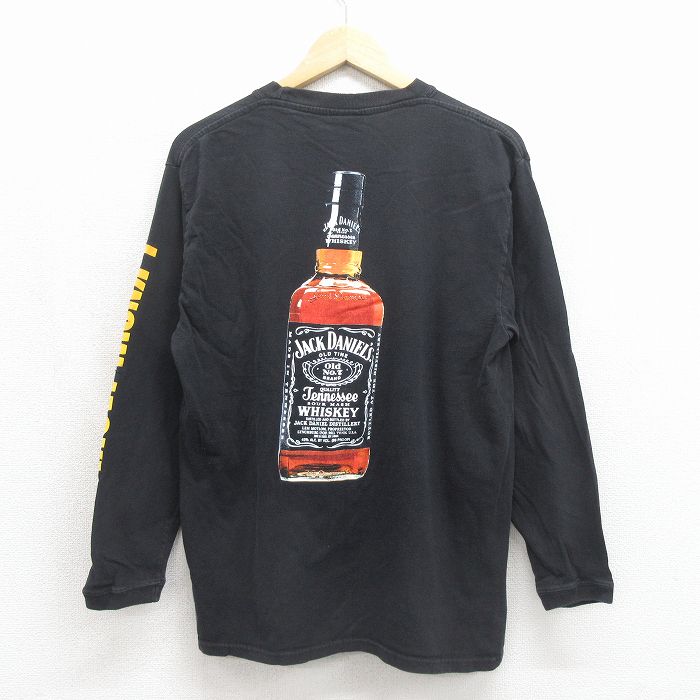 L★古着 長袖 ビンテージ Tシャツ メンズ 00年代 00s ジャックダニエル コットン クルーネック ブラック【spe】 26jun09