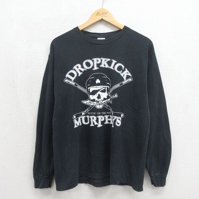 L★古着 長袖 ビンテージ ロック バンド Tシャツ メンズ 00年代 00s ドロップキックマーフィーズ コットン クルーネック ブラック【spe】 26jun09