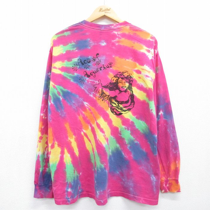 All Sport 90s 長袖Tシャツ Age of Aquarius タイダイ ピンク メンズXL相当 | 古着