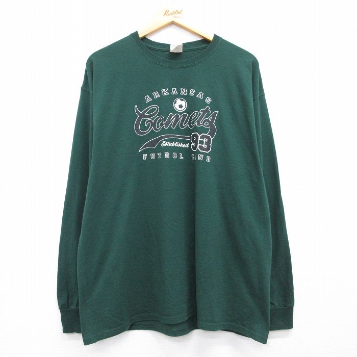 ジャージーズ 長袖 Tシャツ Comets サッカー クルーネック グリーン メンズXL相当 | 古着