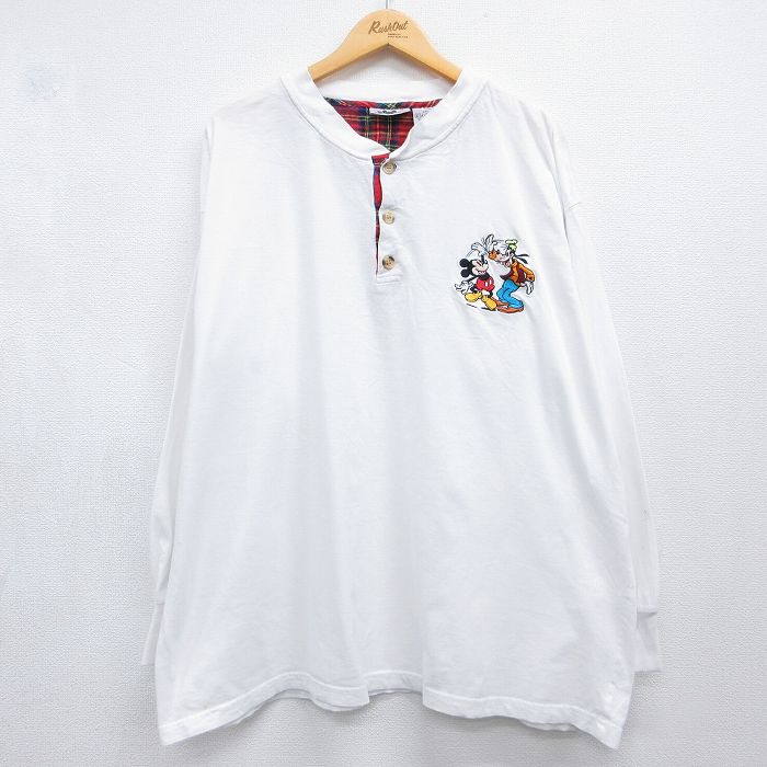ディズニー 長袖Tシャツ ミッキーグーフィー ホワイト メンズXL相当 | 古着
