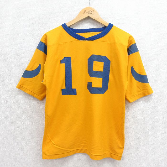 80s 半袖フットボールTシャツ 19 イエロー メンズM相当 | 古着