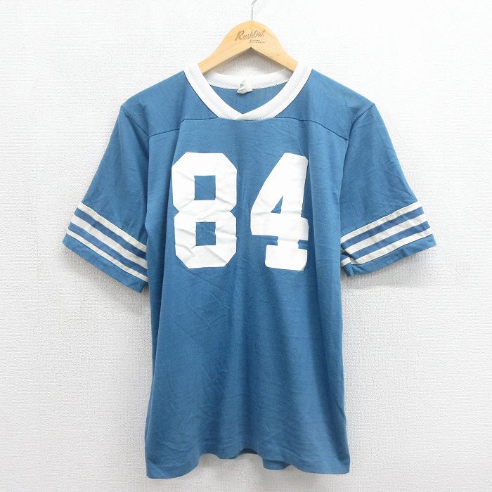 80s 半袖フットボールTシャツ 84 ライトブルー メンズM相当 | 古着