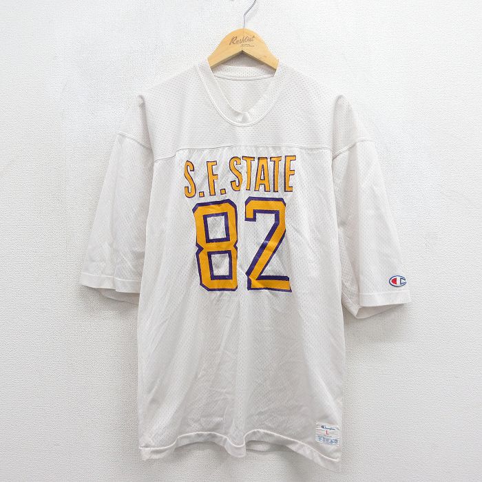 チャンピオン 80s 半袖Tシャツ フットボール ホワイト メンズL相当 | 古着