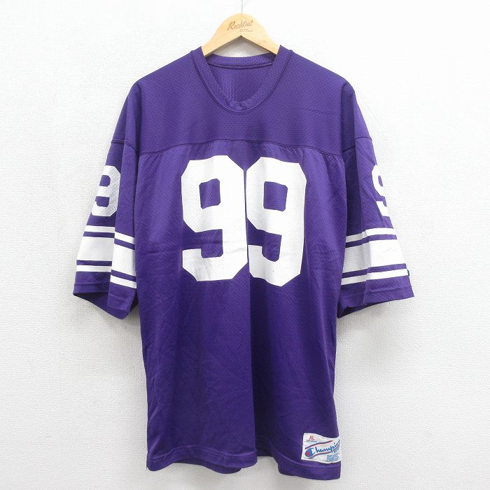 チャンピオン 90s 半袖Tシャツ フットボール パープル メンズXL相当 | 古着
