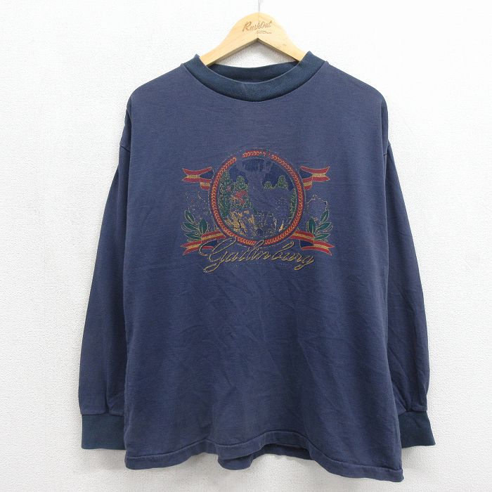 90s 長袖Tシャツ シカ ネイビー メンズXL相当 | 古着