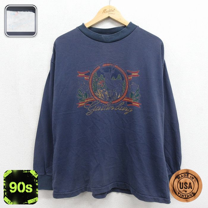 90s 長袖Tシャツ シカ ネイビー メンズXL相当 | 古着