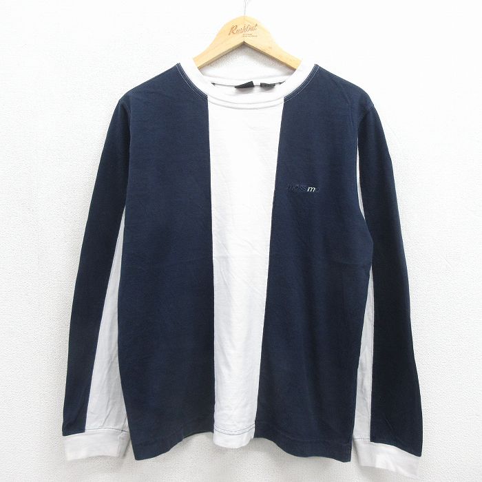 モッシモ 長袖Tシャツ ワンポイントロゴ ネイビー メンズL相当 | 古着