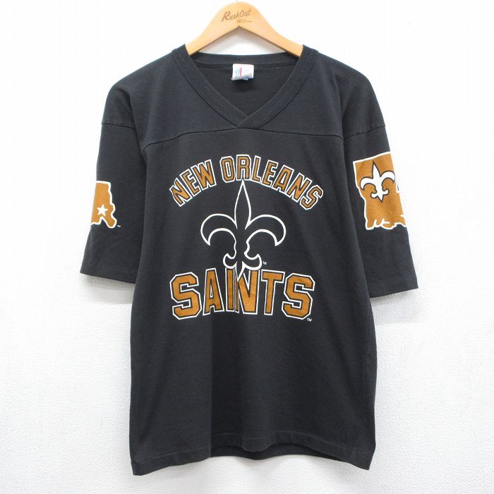 90s 半袖フットボールTシャツ NFLニューオーリンズセインツ ブラック メンズM相当 | 古着