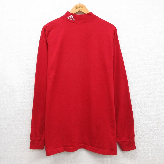 アディダス 00s 長袖Tシャツ ワンポイントロゴ レッド メンズXL相当 | 古着