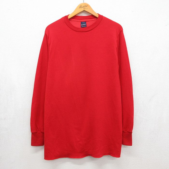 デュオフォールド 90s 長袖Tシャツ 無地 レッド メンズL相当 | 古着