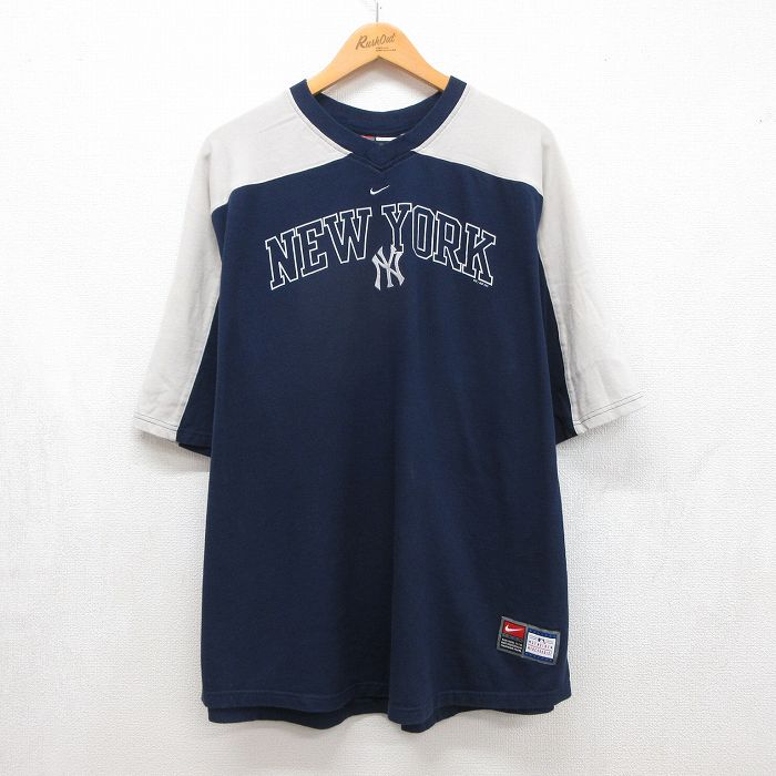 ナイキ 00s 半袖Tシャツ MLBニューヨークヤンキース ネイビー メンズXL相当 | 古着
