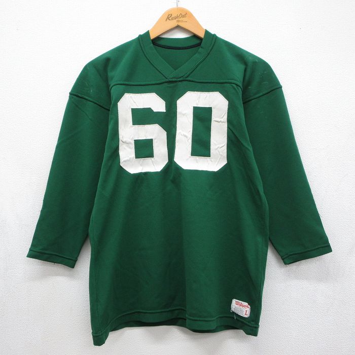 ウィルソン 90s 7分袖フットボールTシャツ 60 グリーン メンズM相当 | 古着