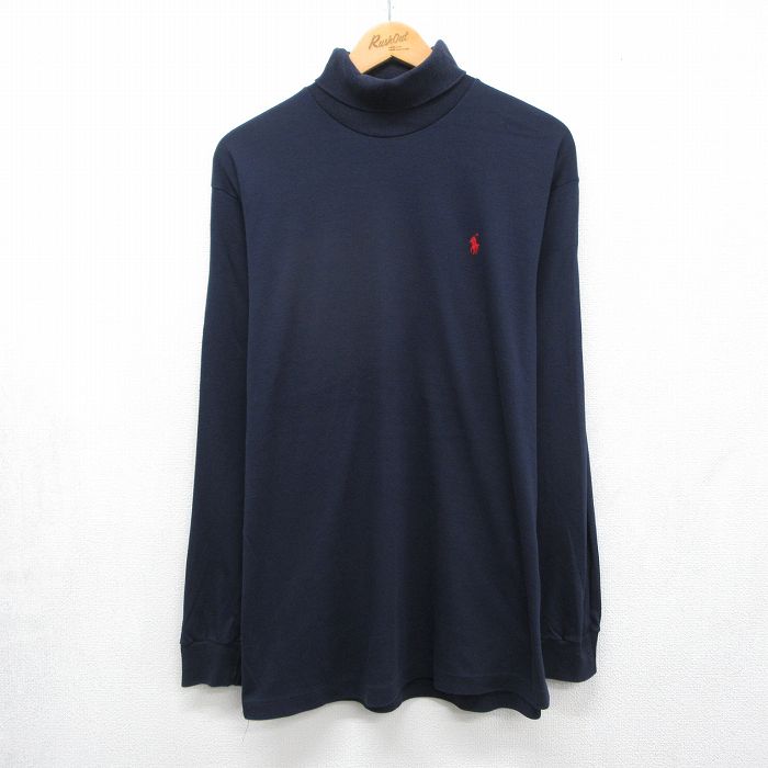 ラルフローレン 90s 長袖Tシャツ ワンポイントロゴ ネイビー メンズXL相当 | 古着
