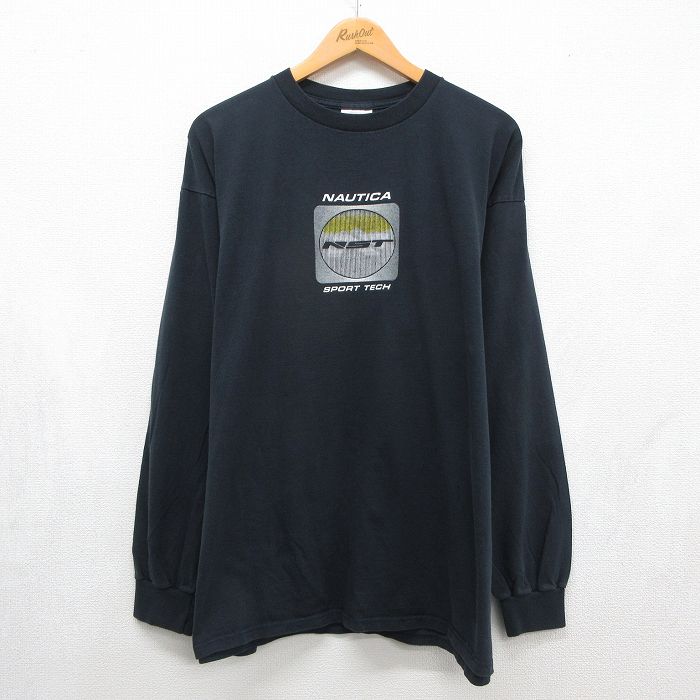ノーティカ 90s 長袖Tシャツ ビッグロゴ ブラック メンズXL相当 | 古着