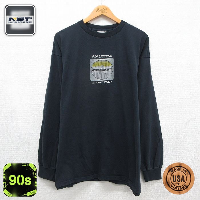 ノーティカ 90s 長袖Tシャツ ビッグロゴ ブラック メンズXL相当 | 古着
