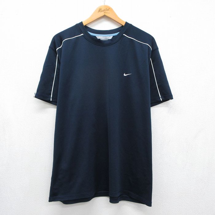 ナイキ 00s 半袖Tシャツ ワンポイントロゴ ネイビー メンズXL相当 | 古着