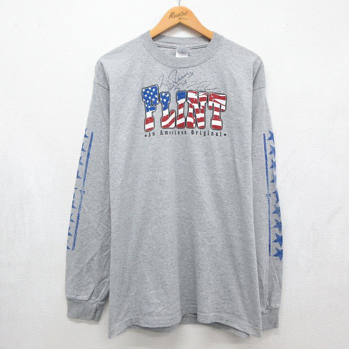 00s 長袖Tシャツ FLINTサイン入り グレー メンズL相当 | 古着