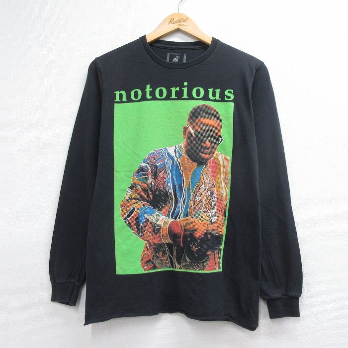 長袖ラップTシャツ ノトーリアスBIGプリント ブラック メンズS相当 | 古着