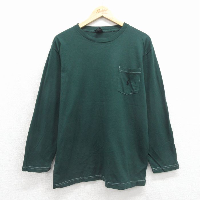 ラルフローレン 90s 長袖Tシャツ ワンポイントロゴ グリーン メンズL相当 | 古着