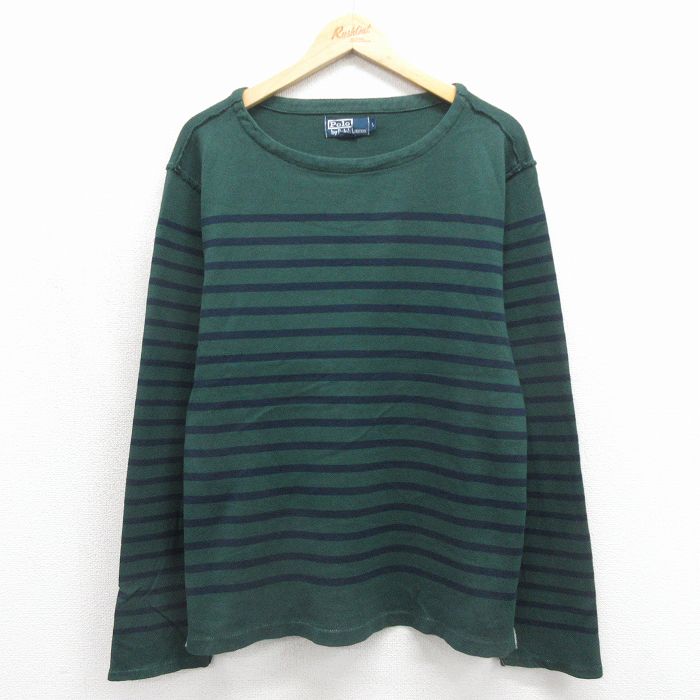 ラルフローレン 長袖Tシャツ ボーダー グリーン メンズXL相当 | 古着