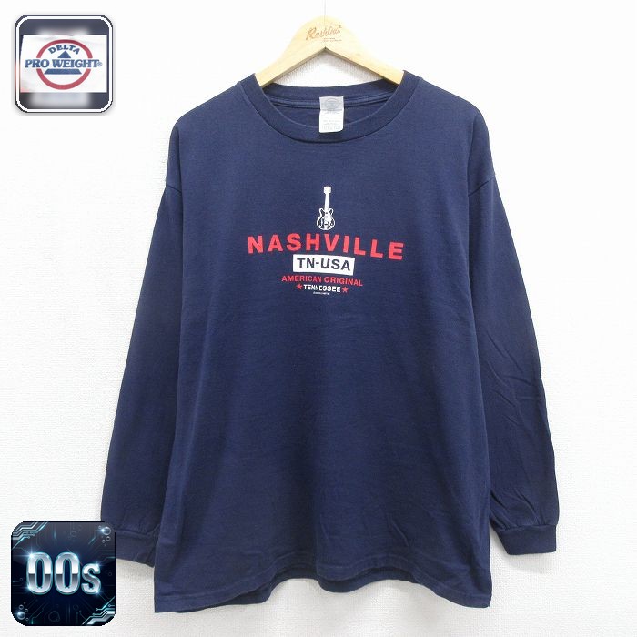 00s 長袖Tシャツ ナッシュビル ネイビー メンズXL相当 | 古着